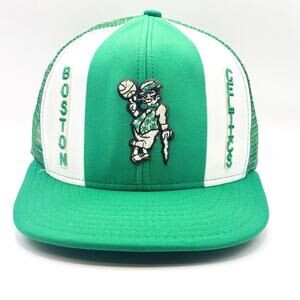 Boston Celtics AJD Lucky Stripes Vintage Trucker Snapback Cap Hat Rare 80s VTG